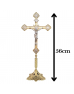 Conjunto De Castiçal de Vela E Cruz Para Altar - Vela de 7cm - Bronze 